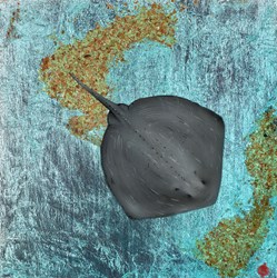Stingray Reef by Nick Oneill - Glazed Original Painting on Box Board sized 12x12 inches. Available from Whitewall Galleries